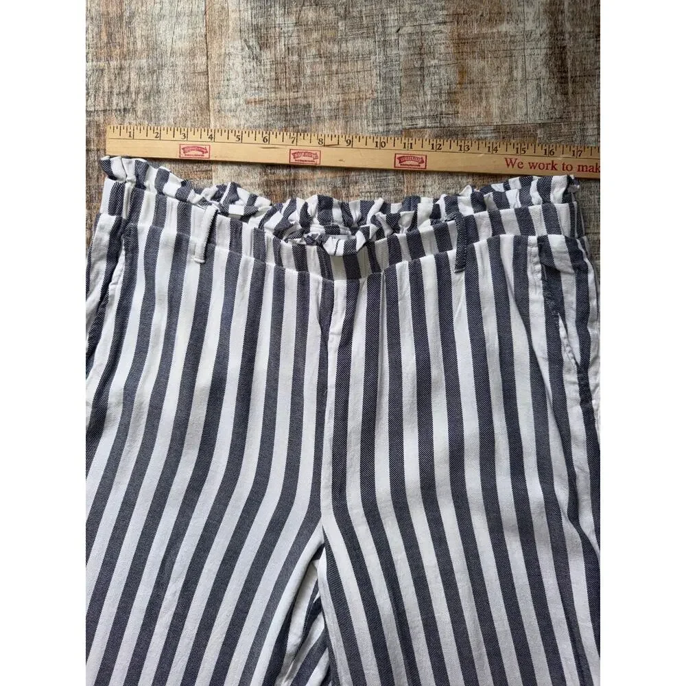 Fever Blue White Striped Coastal Nautical Wide Leg Boho Beachy Palazzo Pants XL